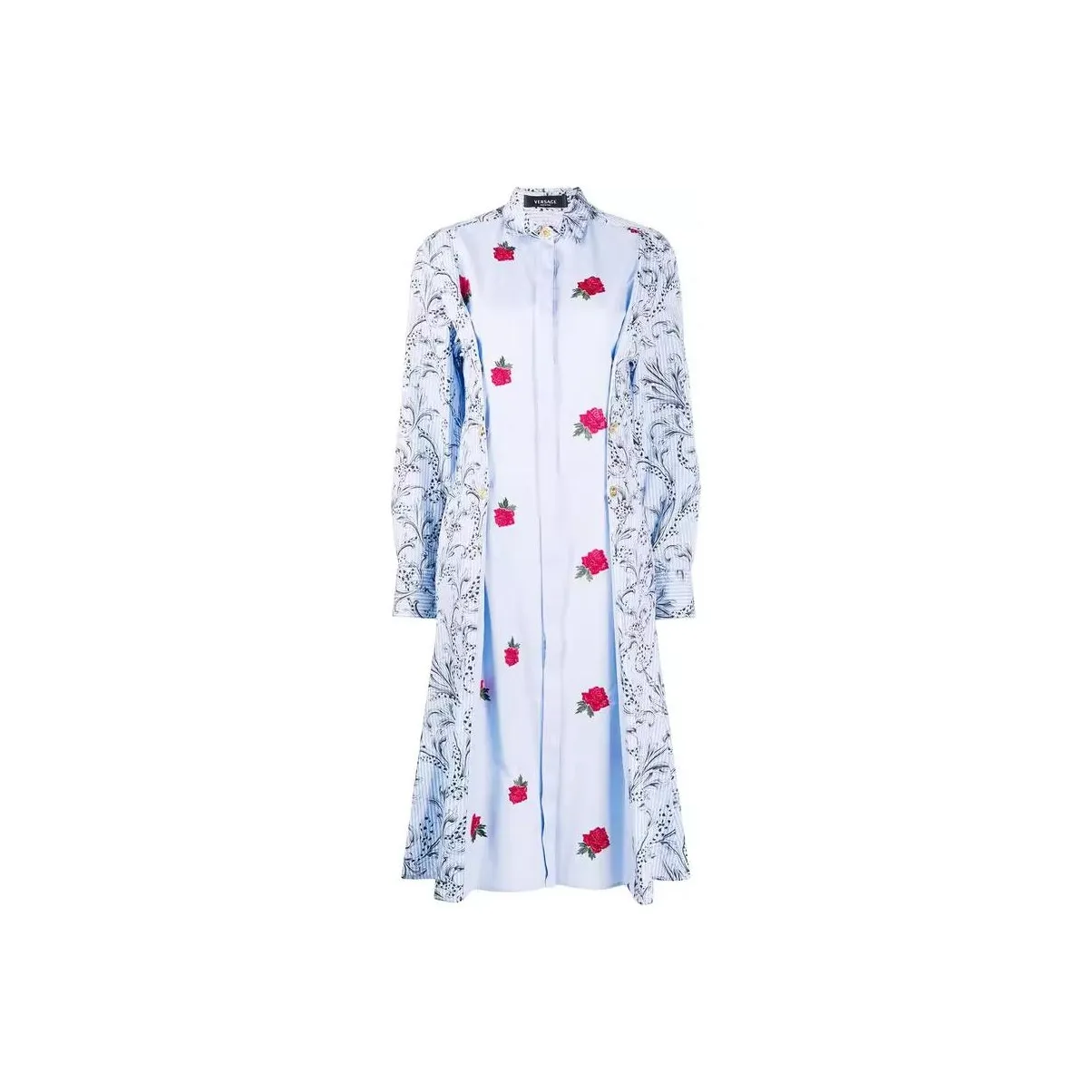 VERSACE Long Sleeve Collared Dress 'Blue'