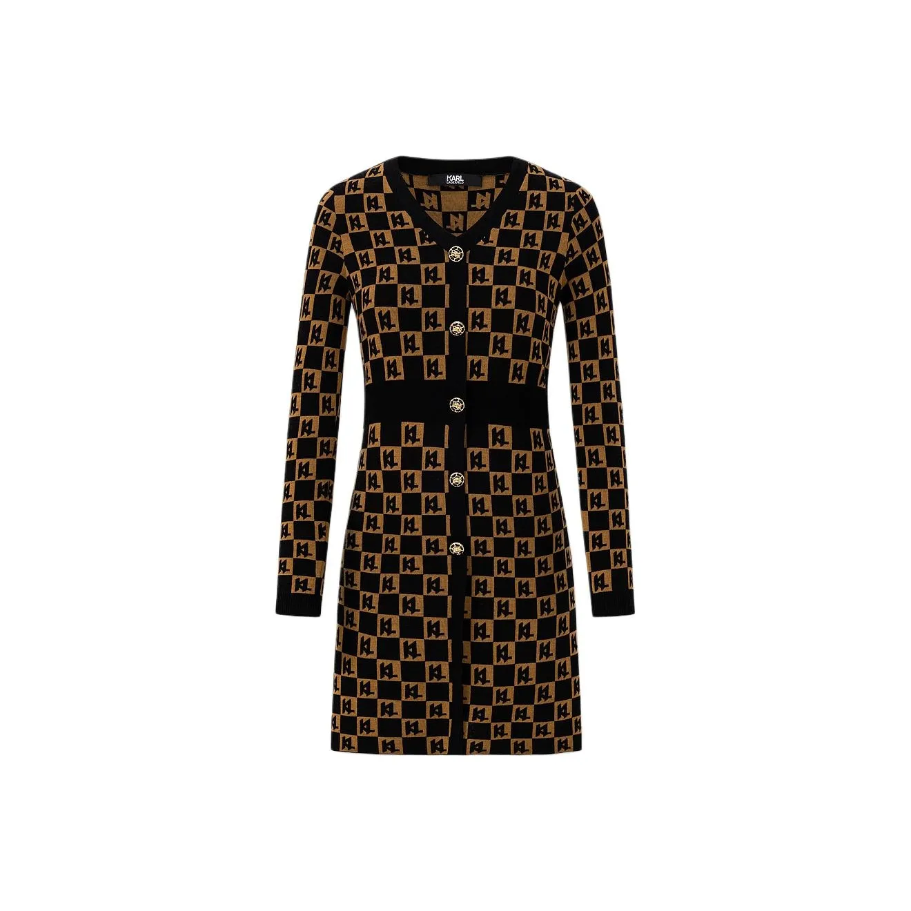 KARL LAGERFELD Длинное платье с длинными рукавами женское коричневое