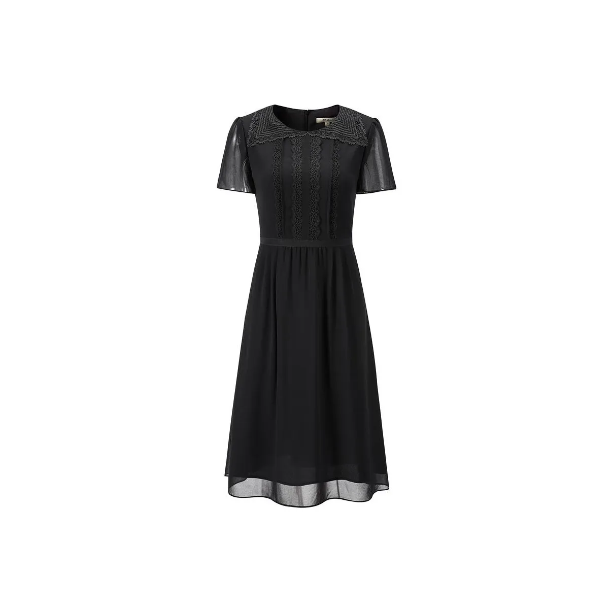 JZ Juzui Short Sleeved Dress Women's Plain Black