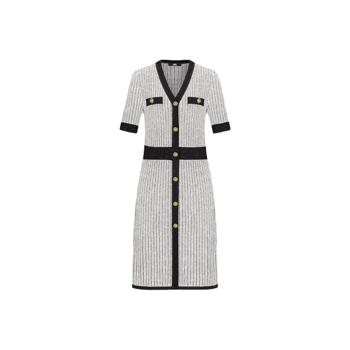 KARL LAGERFELD Короткий рукав Платье Женское Черно-белое