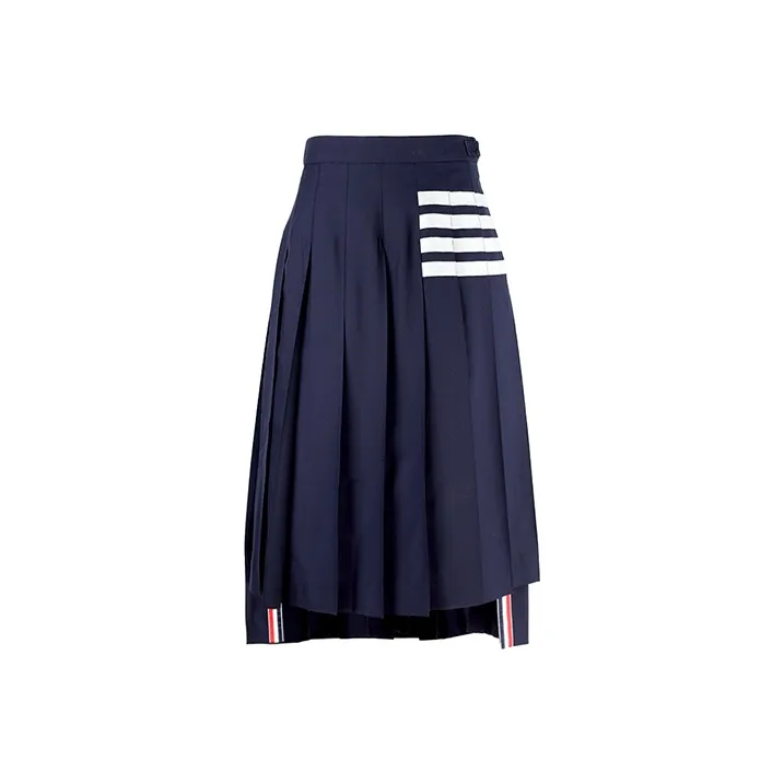 THOM BROWNE Pleated Asymmetric Midi Skirt
