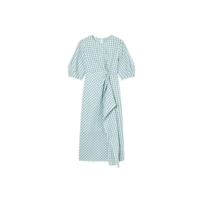 DIALOGUE Цветная глазурь Зеленая клетка Женские Короткие Платья с рукавами