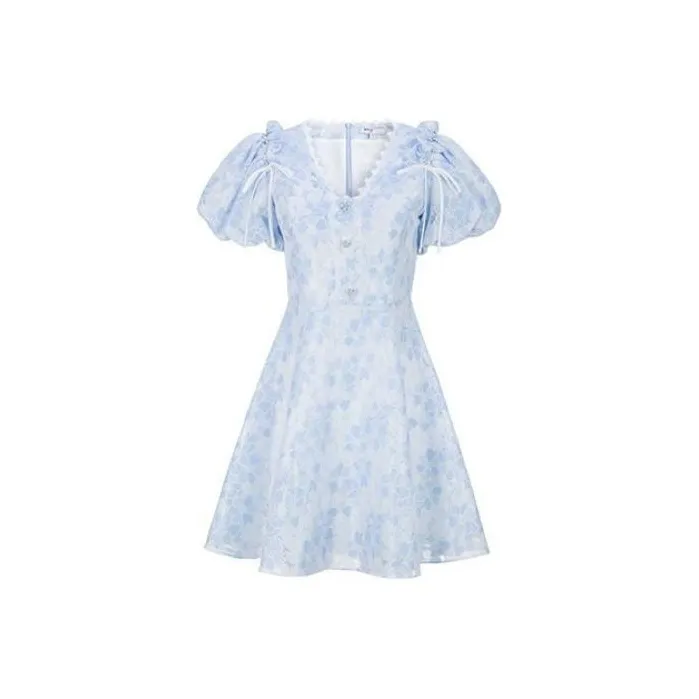 AIVEI Short-Sleeved Dresses Women's Feather Blue