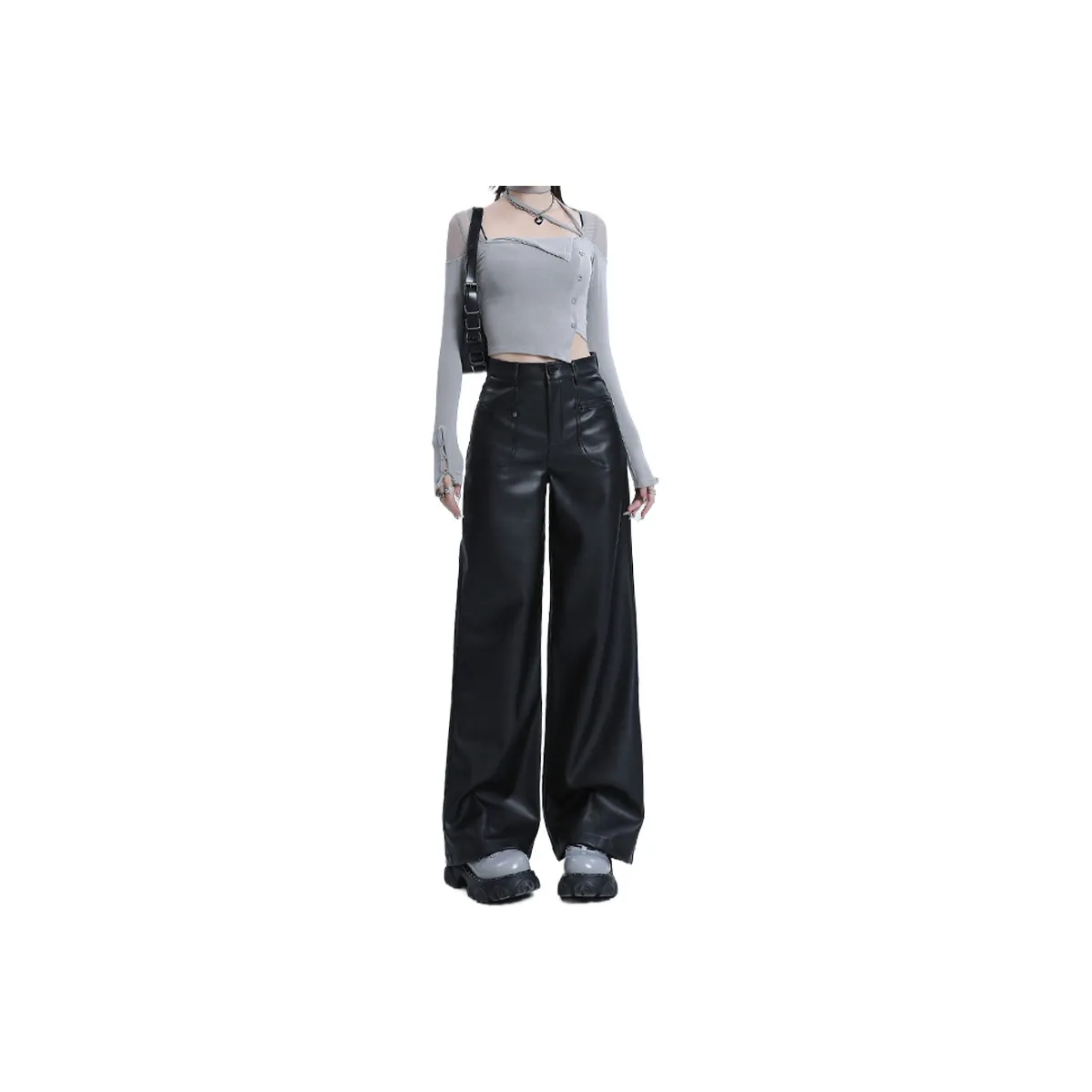 ZRZV Leather Pants Women's Black