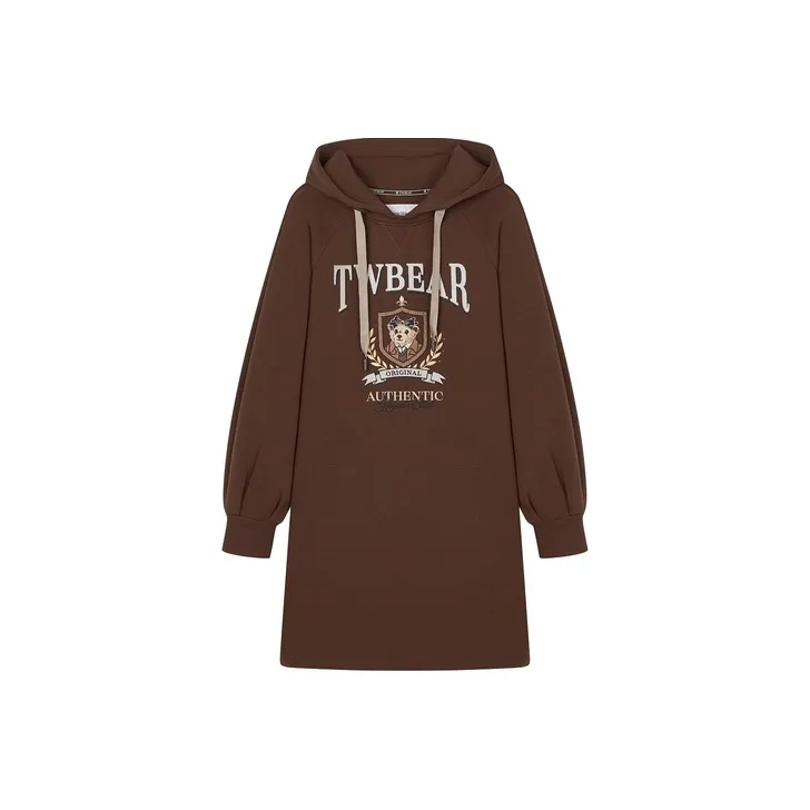 Teenie Weenie Длинное платье с длинными рукавами женское коричневое