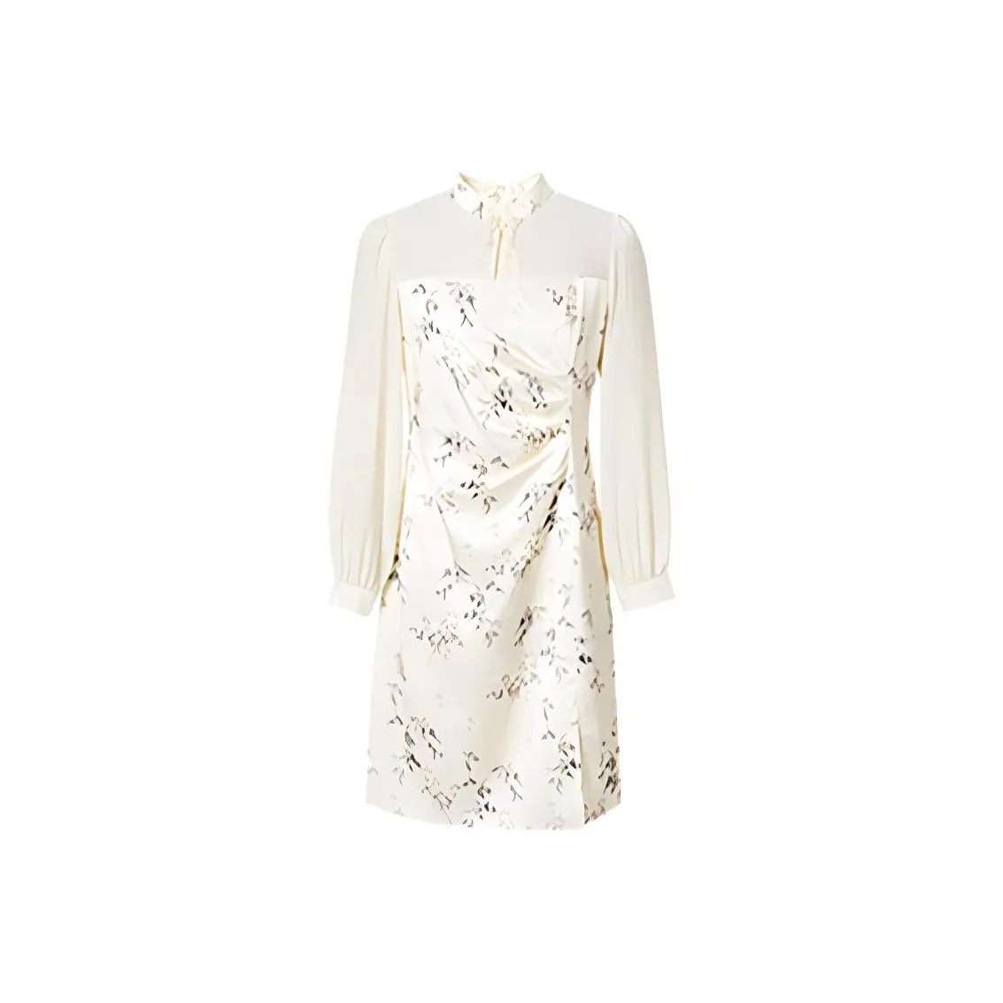 Hopeshow Long Sleeved Dress Women's Beige With Floral