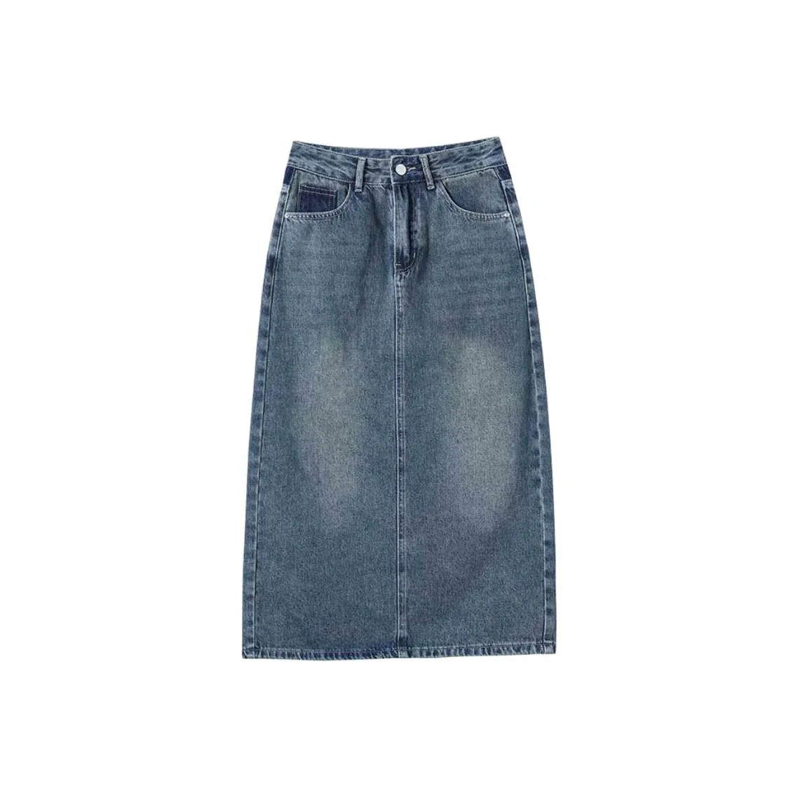 FAWENXIANGZI Деним Длинный Юбка Женские Винтажный синий