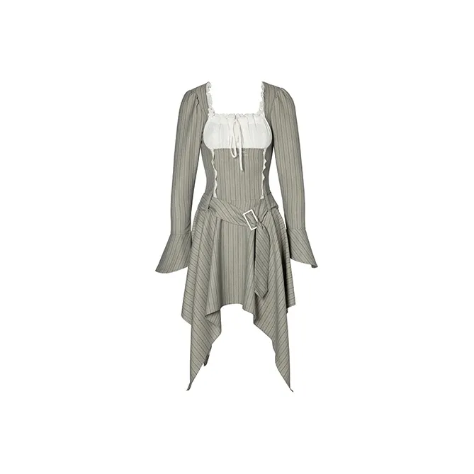 JYOSEI Серый Женские Длинные Платья с Рукавами