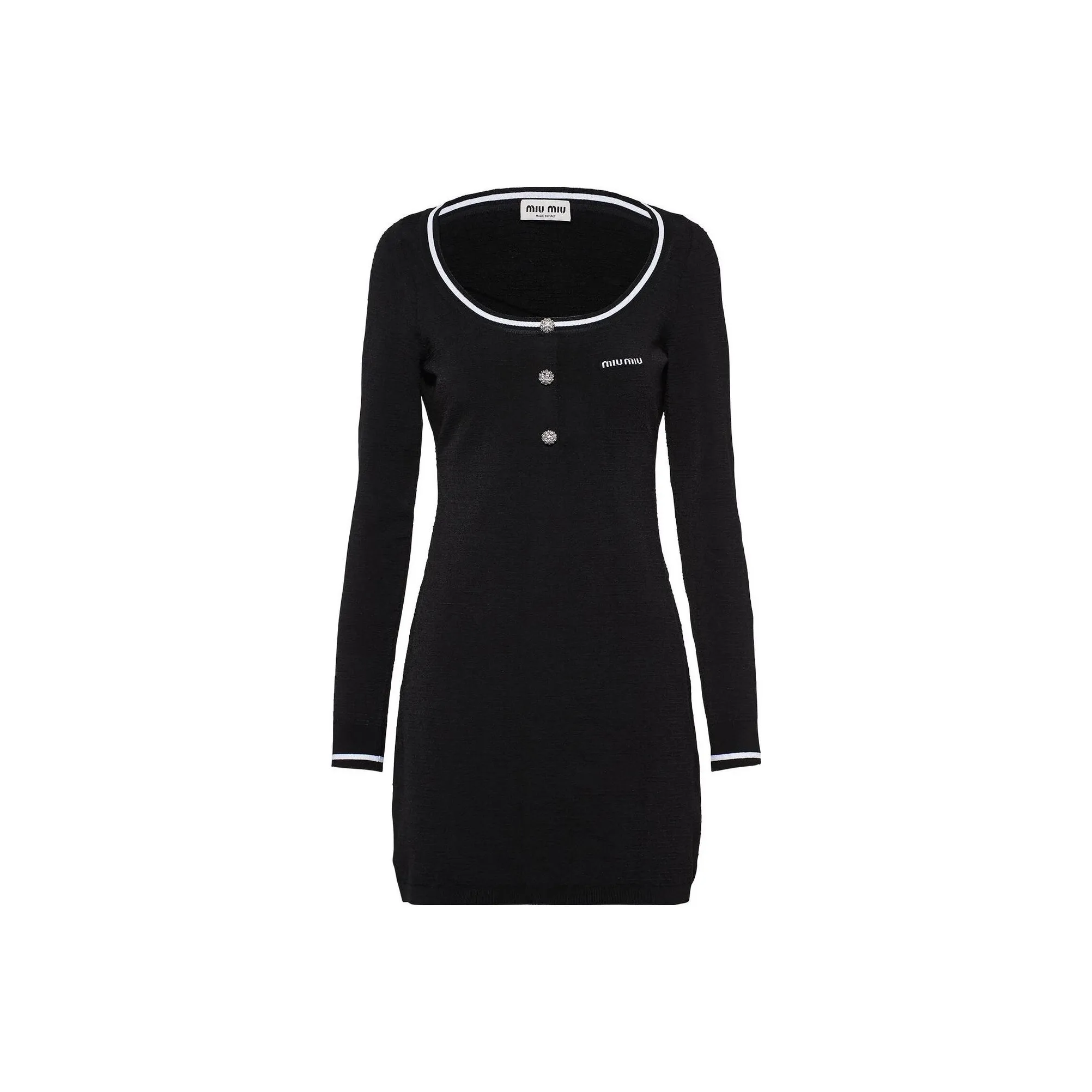 MIU MIU SS23 Long Sleeved Dress Women's Black