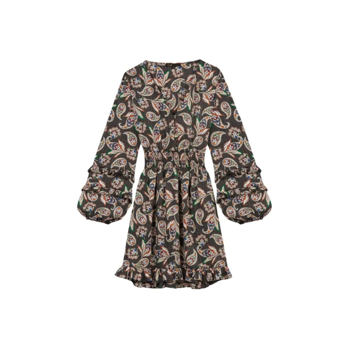 Maje Длинное платье с длинными рукавами женское серое