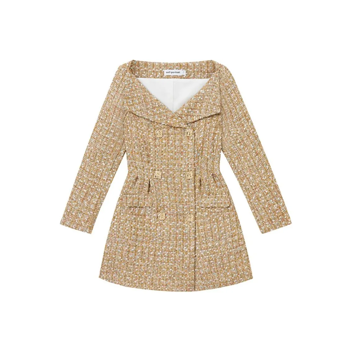 Self portrait Long Sleeved Dress Women's Gold
