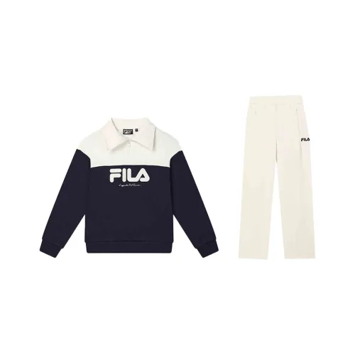 FILA ORIGINALE Одежда Наборы Ночное небо Blue top + Свежий белый Брюки Женские Повседневные костюмы