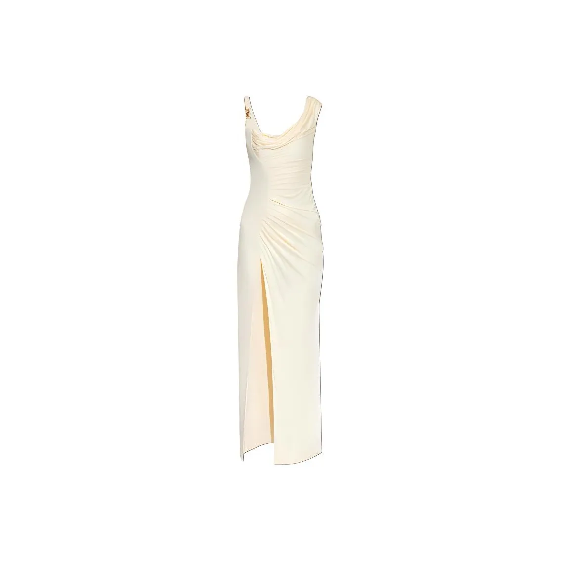 VERSACE Medusa Head Logo Plaque Side Slit Maxi Dress