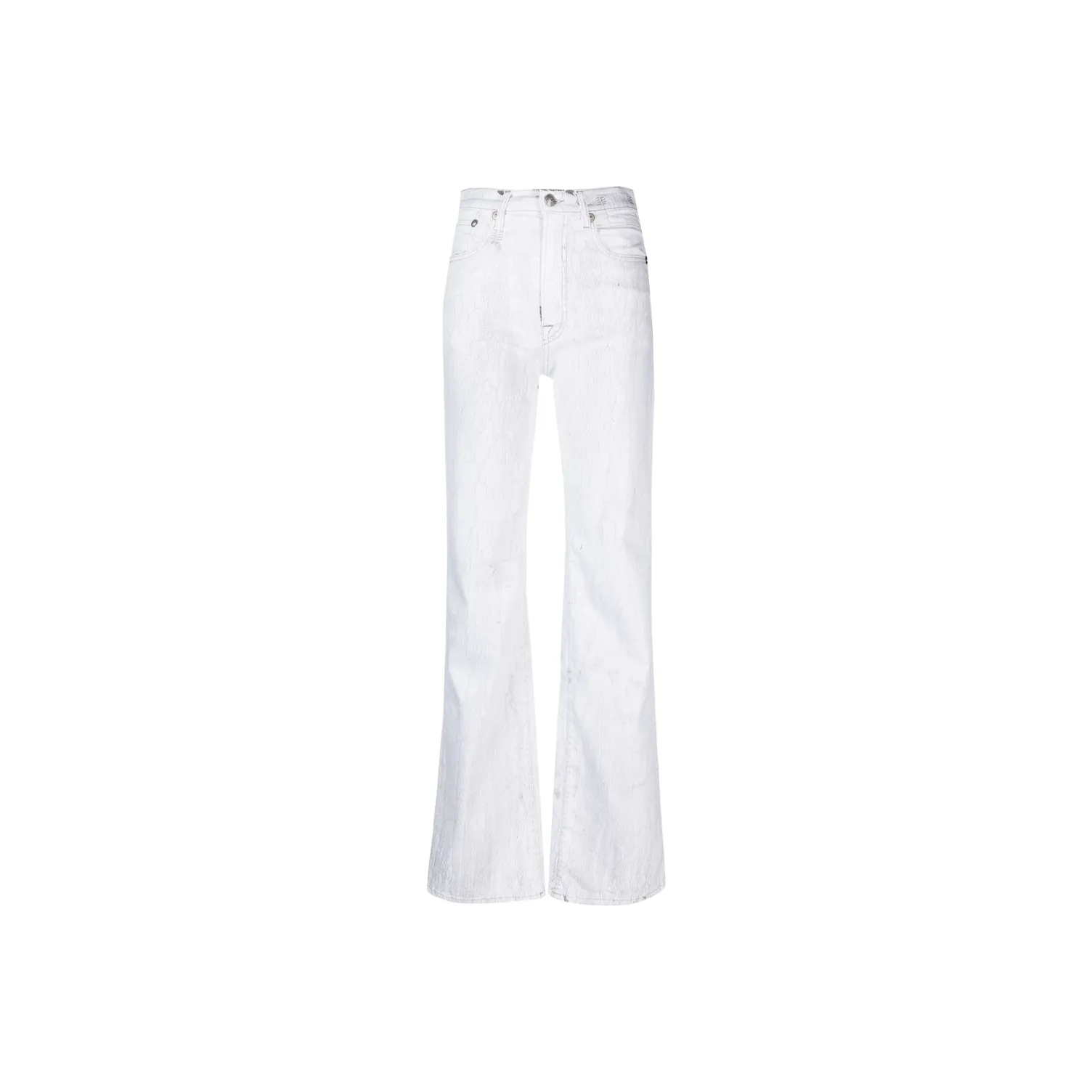R13 Jane Crackled-Effect High Waist Wide-Leg Jeans