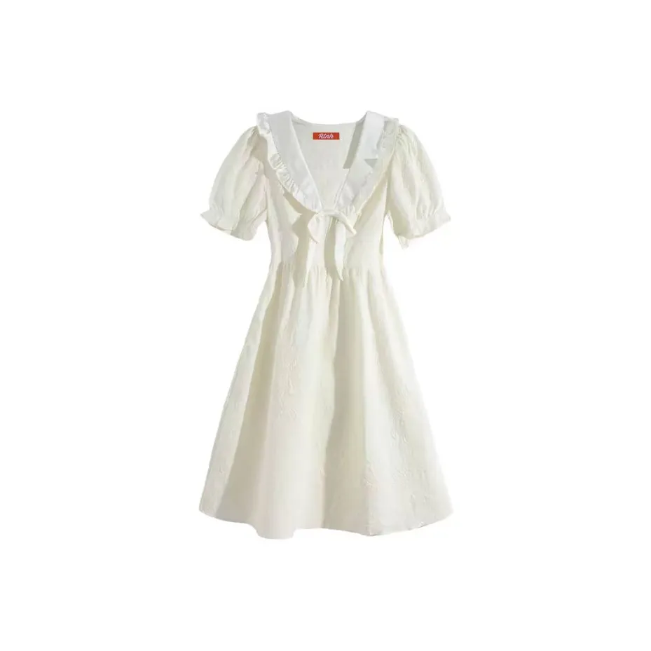 PUREIDOL Короткий рукав Платье Женское Белое