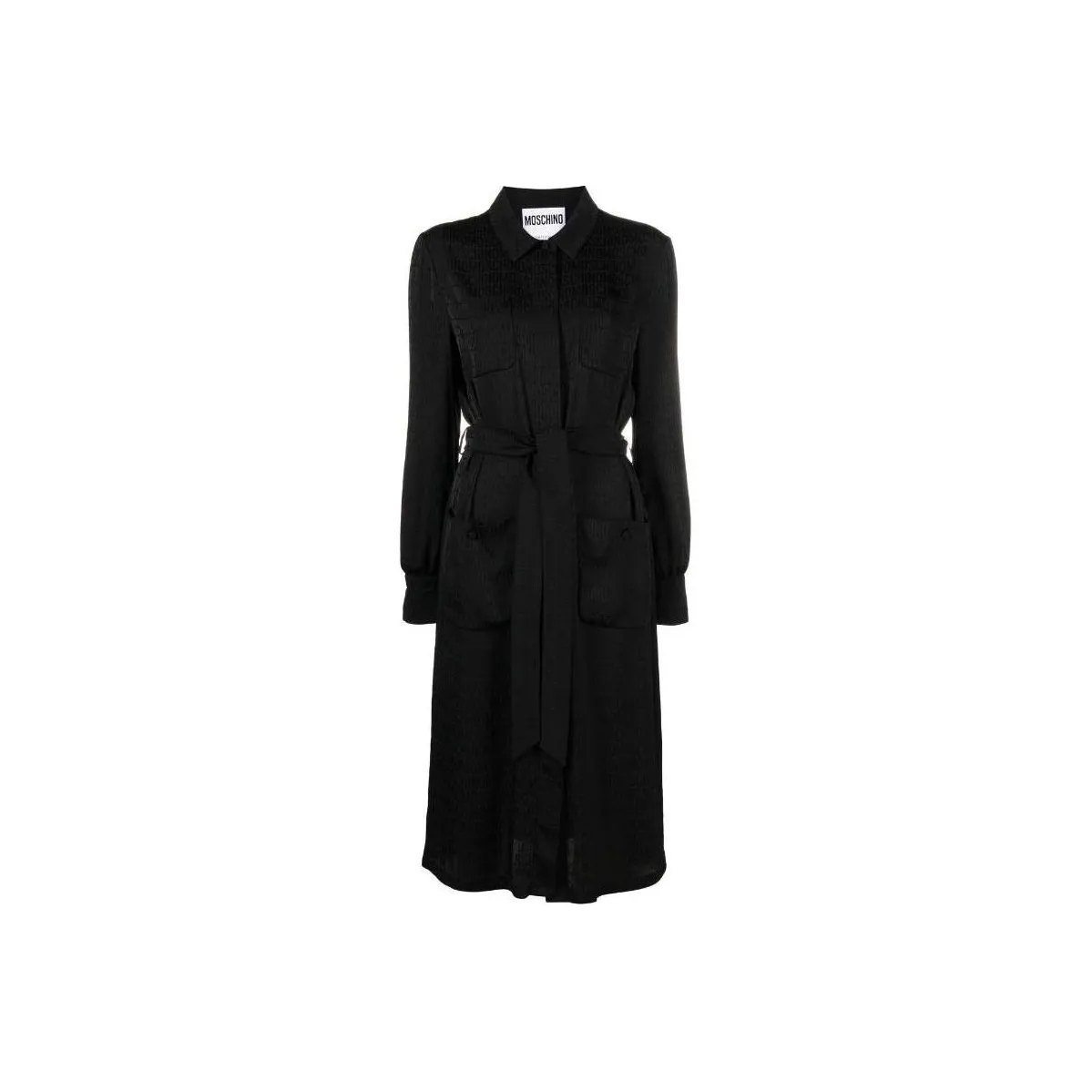 MOSCHINO Monogram Printed Belted Shirt Dress
