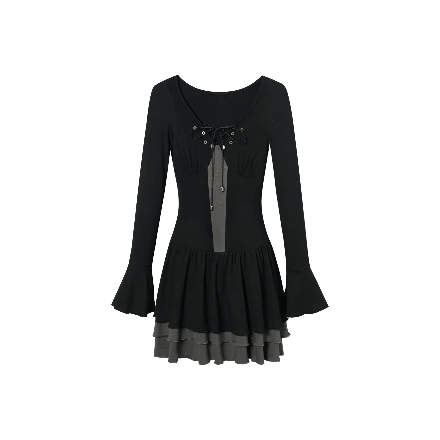 I'M ONE Длинное платье с длинными рукавами женское черное