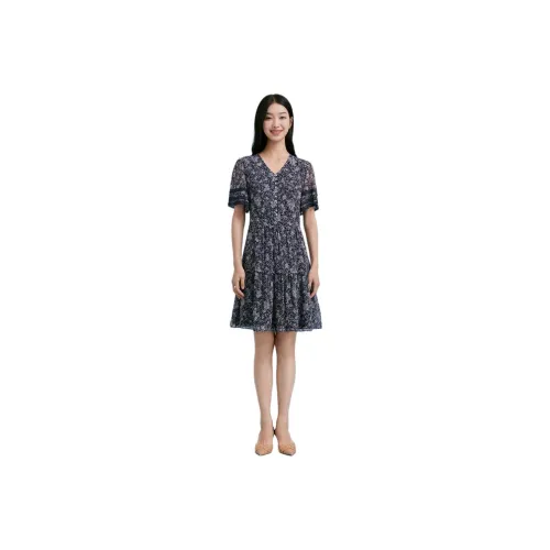 VGRASS STUDIO Blue Женские Короткие Платья с Рукавами