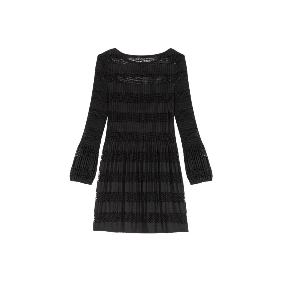 Maje Long-sleeved Open-knit Minidress