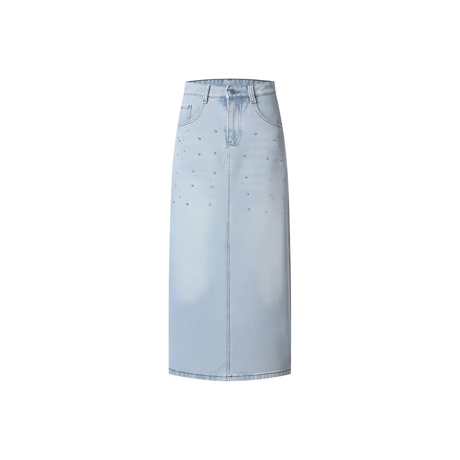 Shuhao Bai Деним Длинная Юбка Женская Синяя