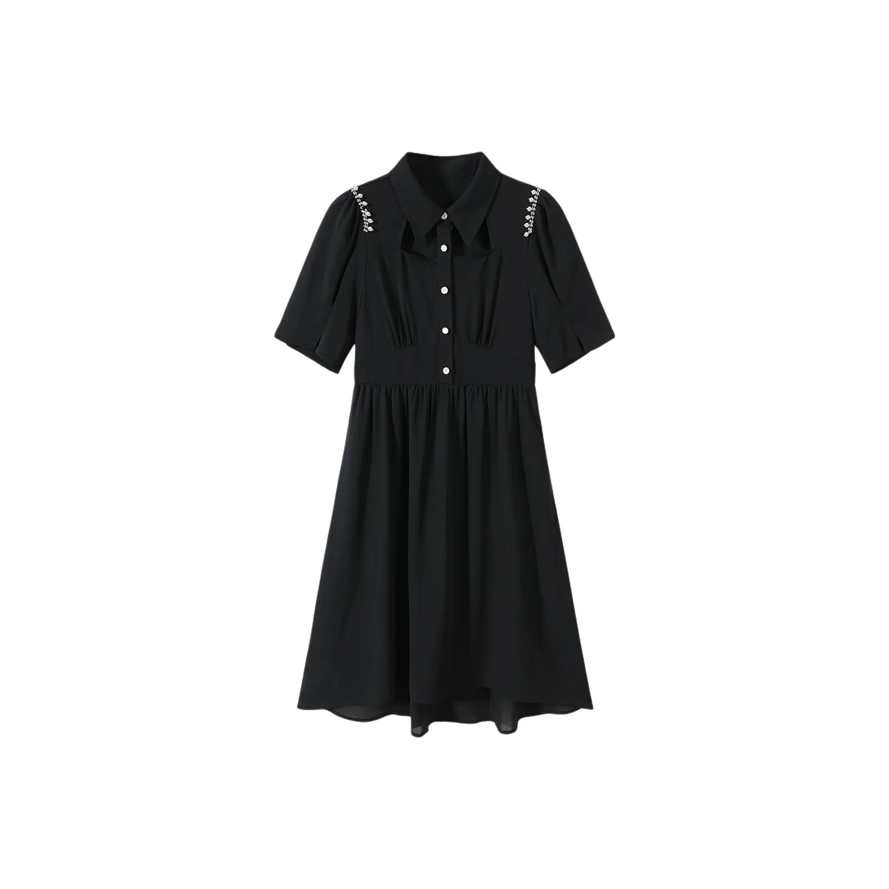 EICHITOO Короткое платье с короткими рукавами женское черное