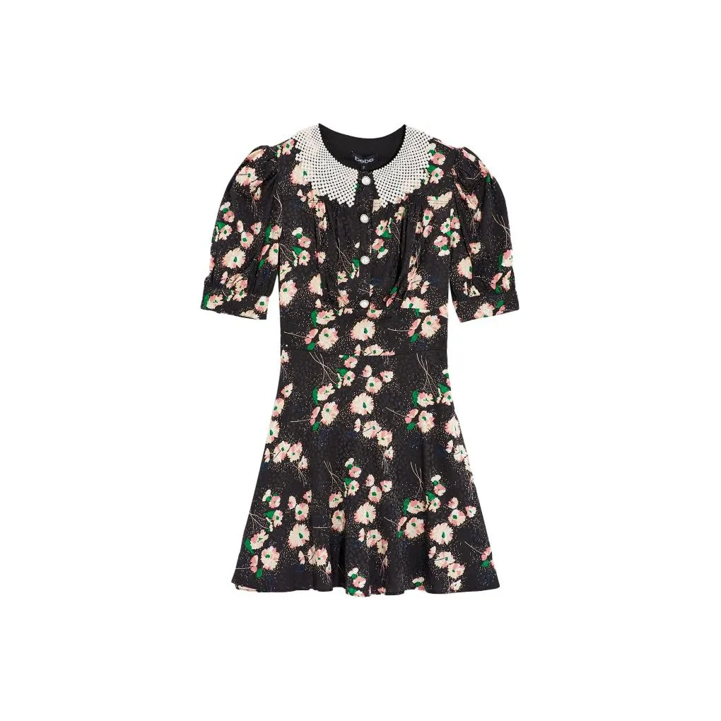 Bebe Short Sleeved Dresses Women's Floral Black