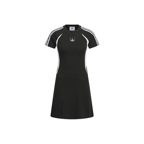 adidas originals Sportlife Черное Женское Короткое Платье с Рукавами
