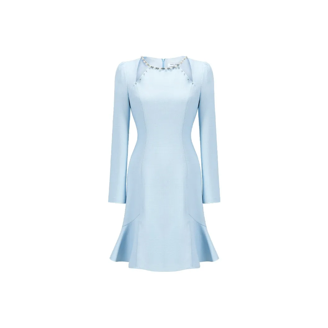 CHICHY CHICHY Размер Сестра Коллекция Длинный рукав Платье Женское Синий