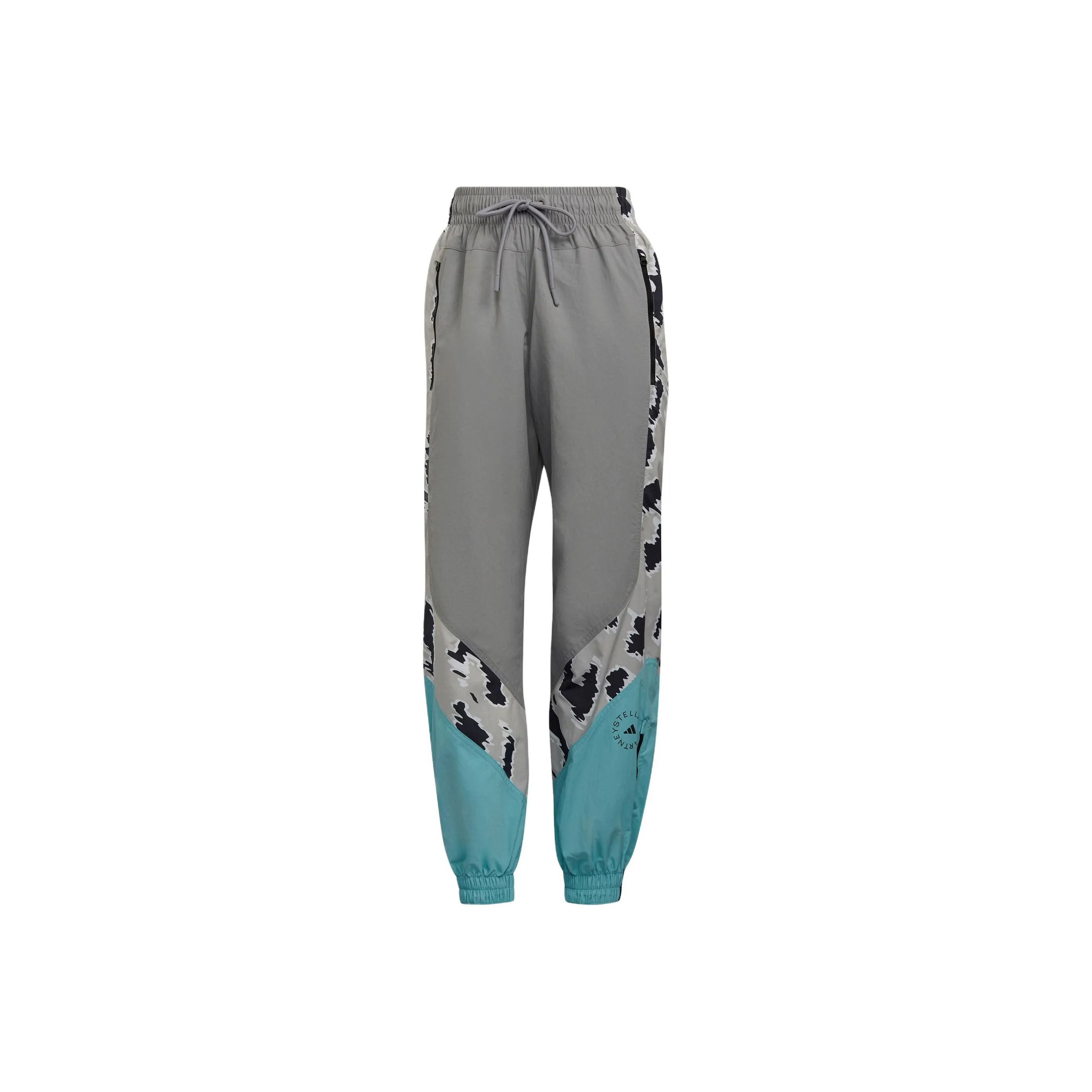 Adidas Stella McCartney Цвет Блокированные Тренировочные Брюки Вязаные Женские Алюминиево-Серый Аква-Зеленый