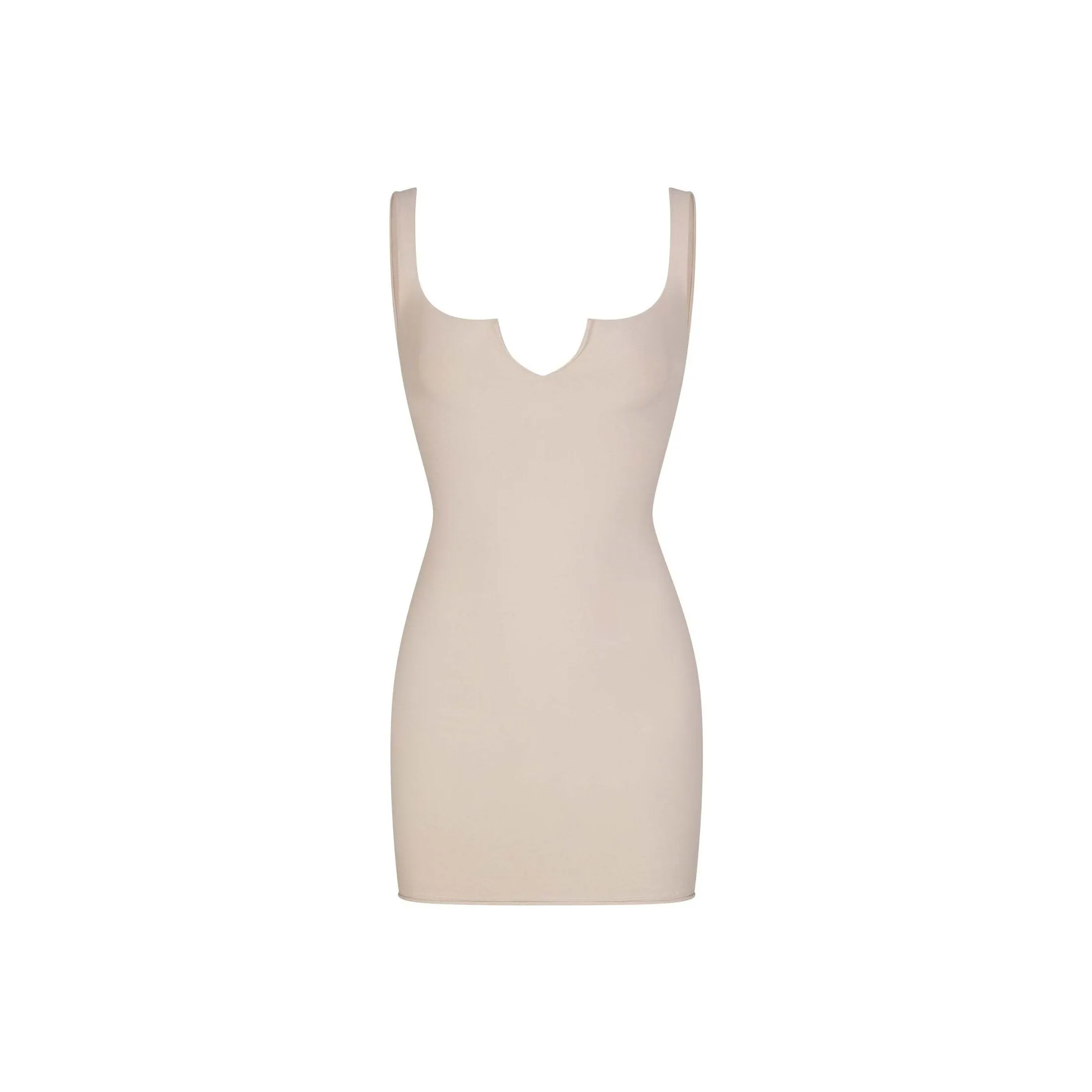 SKIMS SS24 RAW EDGE SLIT FRONT MINI DRESS Slip Dresses Women's STONE/Stone Color