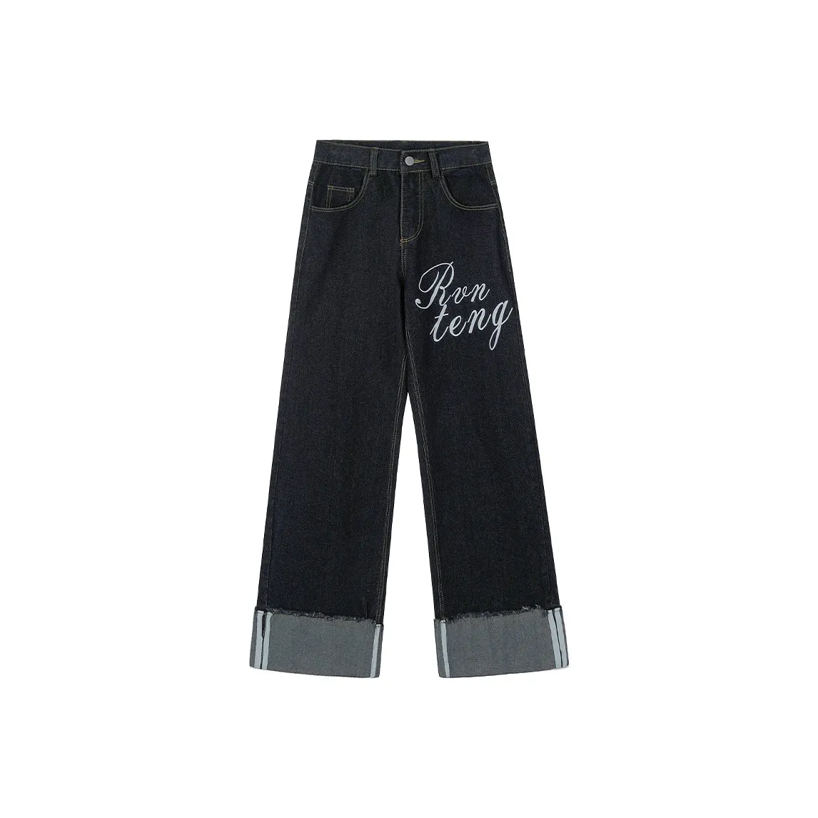 Ctbcaptainbeer Джинсы Женские Черный 2 [С подворотом ширина штанины внизу]