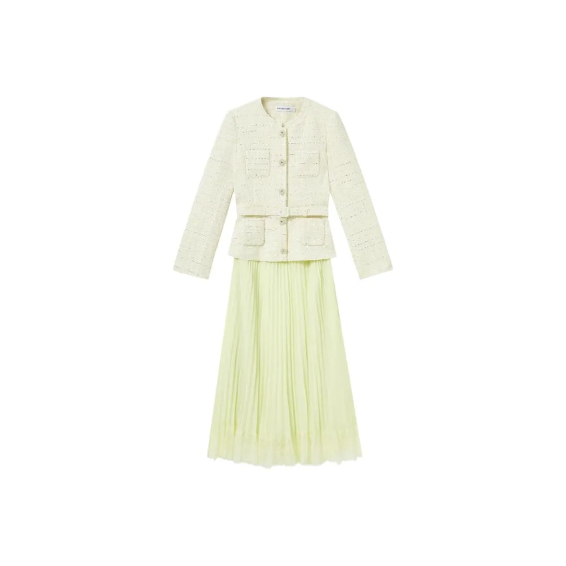 Self portrait Long Sleeved Dress Women's Cream Yellow