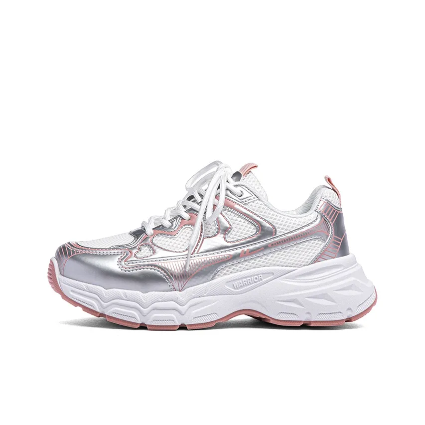 Warrior Дышащий Moisture Wicking Увеличение Высоты Низкий Топ Повседневные Беговые Кроссовки Женские Серебряный Белый Розовый