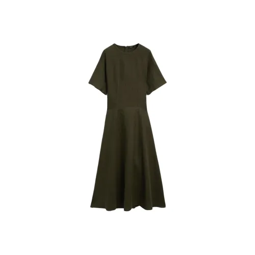 Massimo Dutti Зеленые Женские Короткие Платья с Рукавами