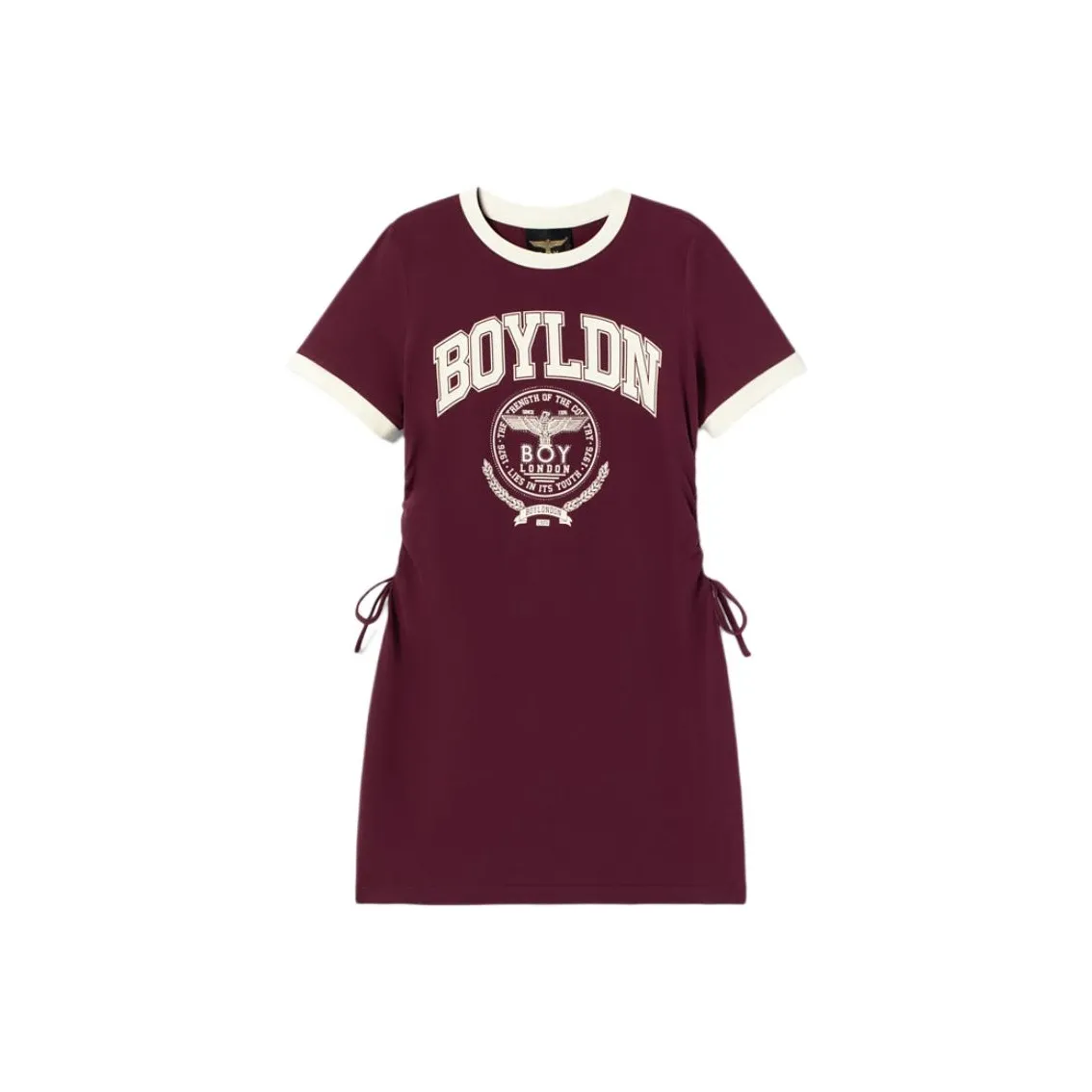 Boy London Короткий рукав Платье Женское Бордовый Экрю