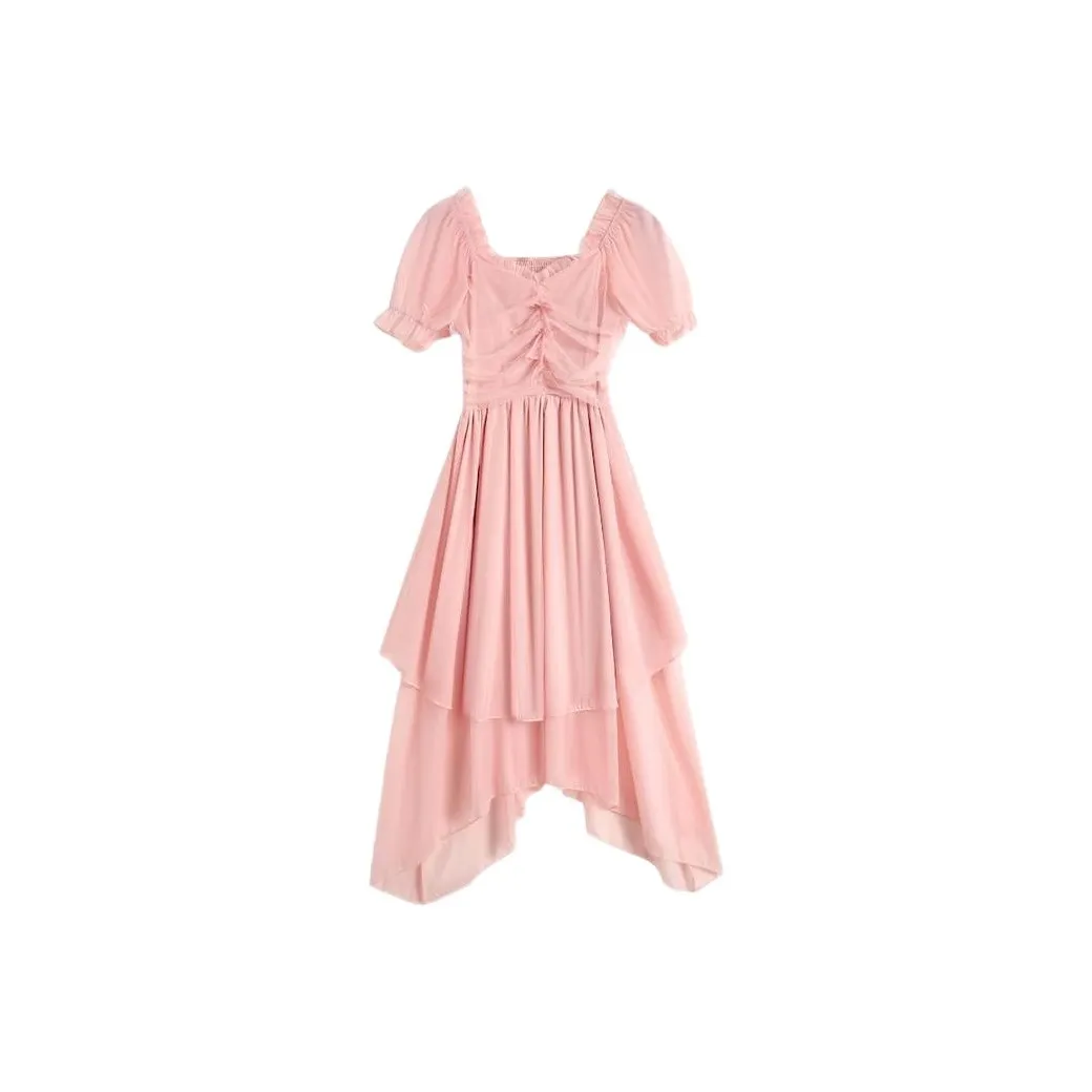 ABBY GODDESS Короткое платье с короткими рукавами женское розовое