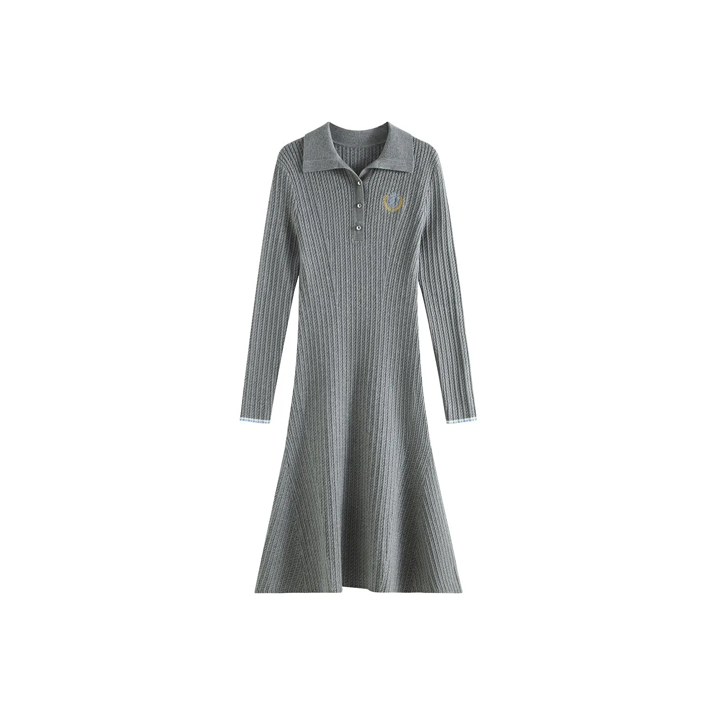 FANSILANEN Длинное платье с длинными рукавами женское серое