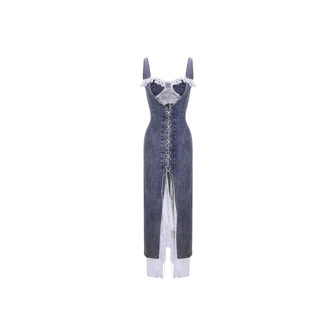 Girly Fancy Club Slip Dresses Women's Washable Blue Gray