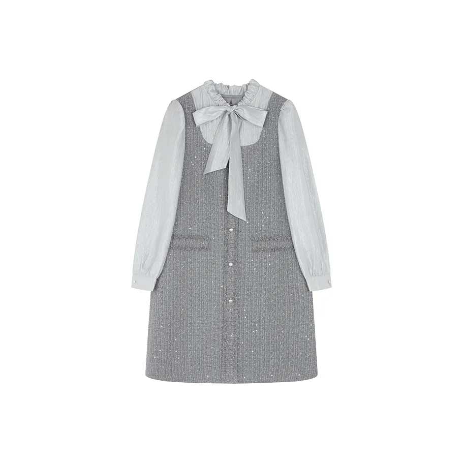 Mo Han Yi Mei New Year Long Sleeved Dresses Women's Glacier Gray