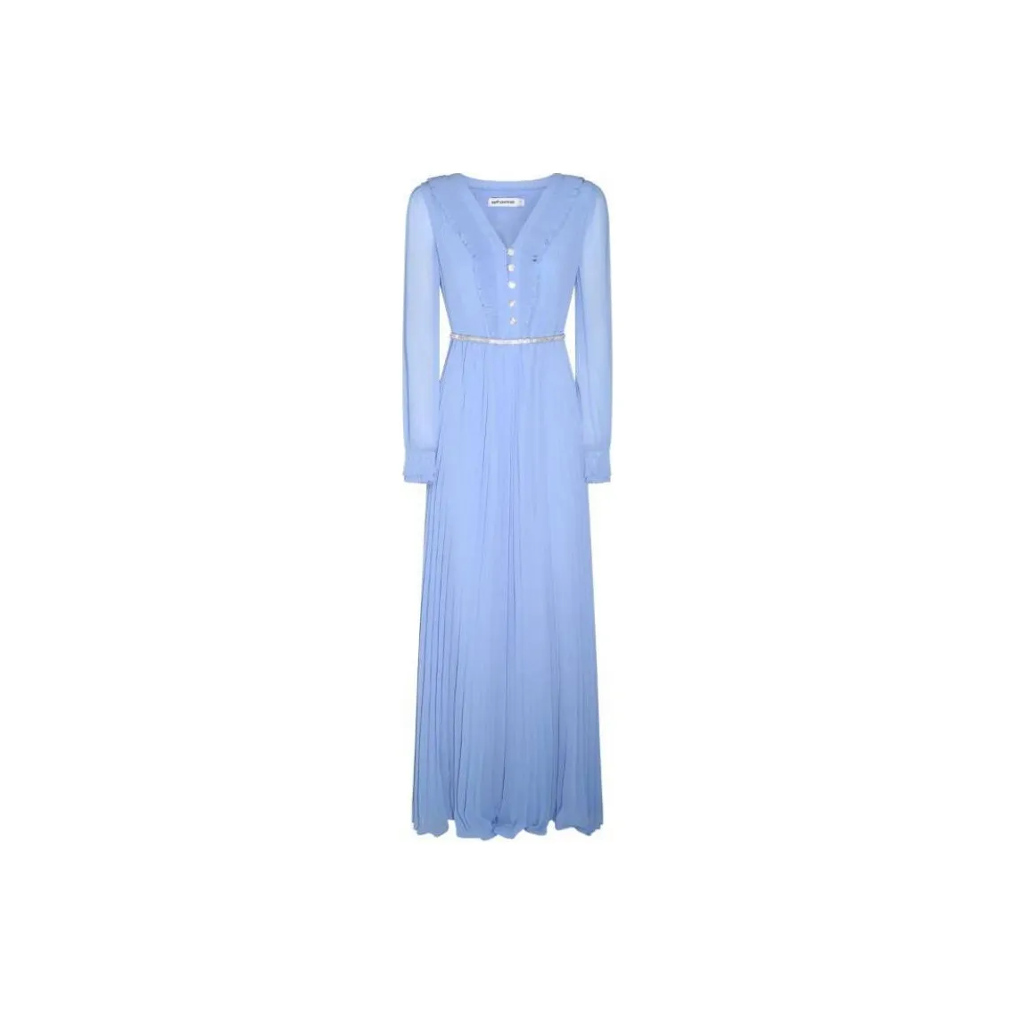 Self portrait V Neck Belted Chiffon Maxi Dress