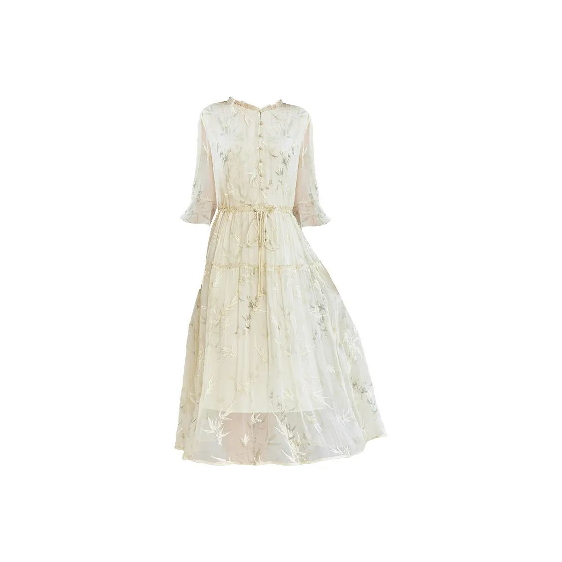 Ink Beauty Короткий рукав Платье Женское Бежевый