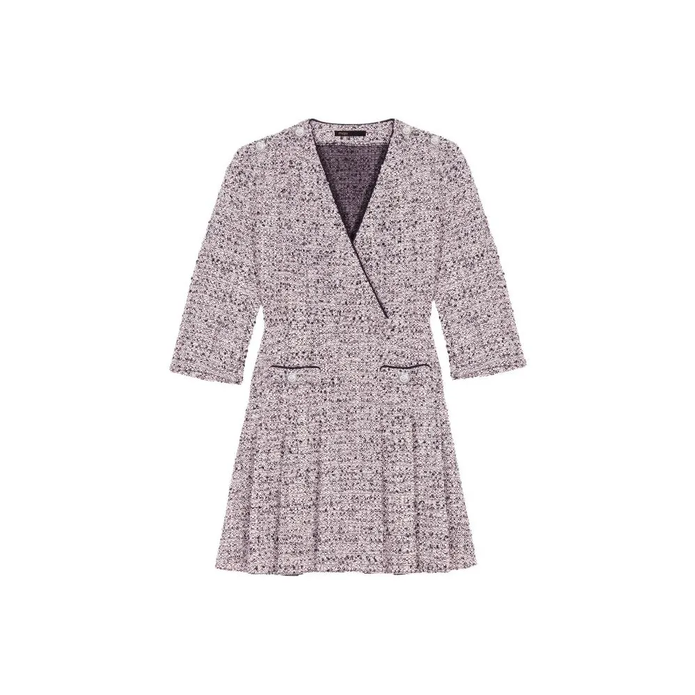 Maje Длинное платье с длинными рукавами женское светлый умбра