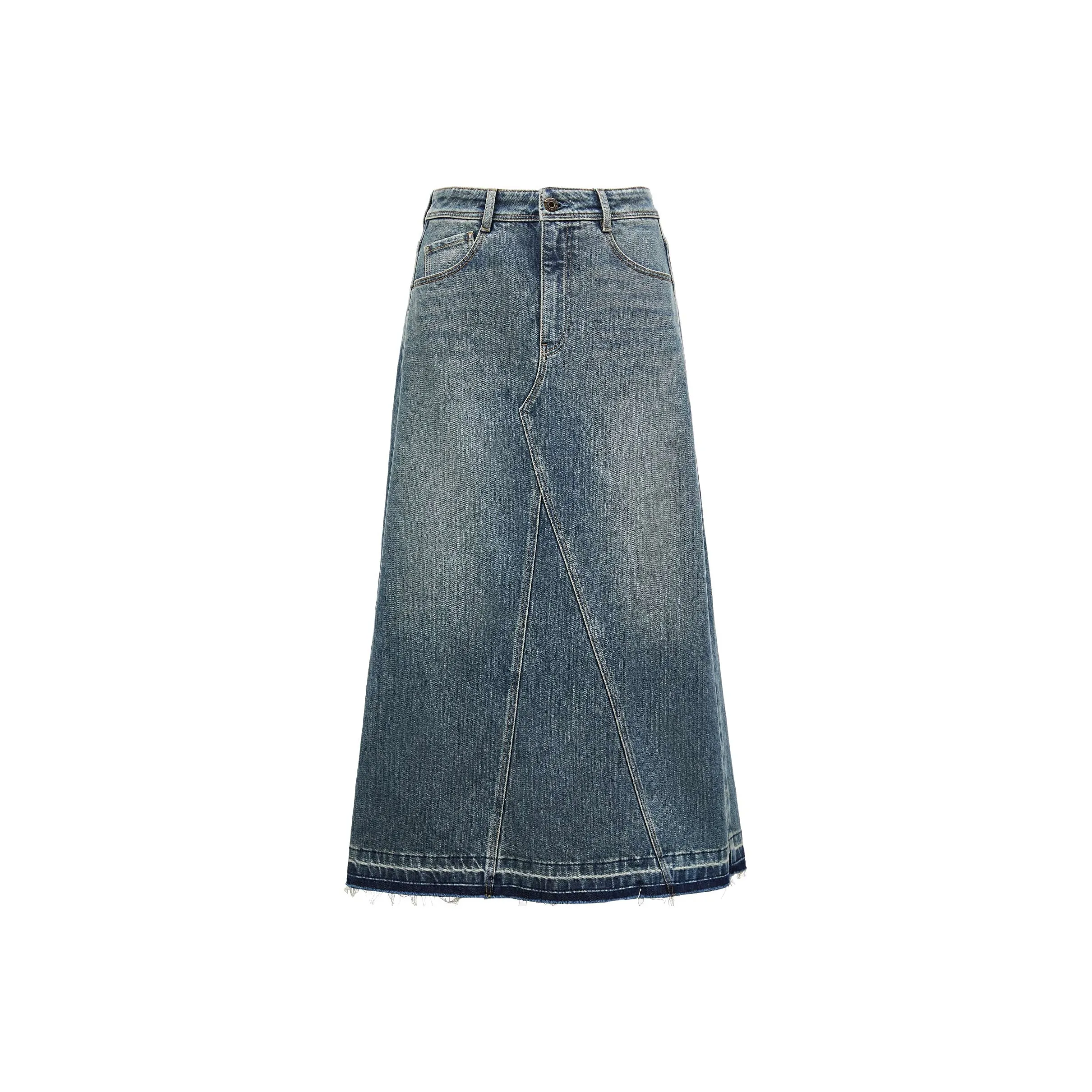 ONLY Denim Long Skirts Women's Washed Denim Blue
