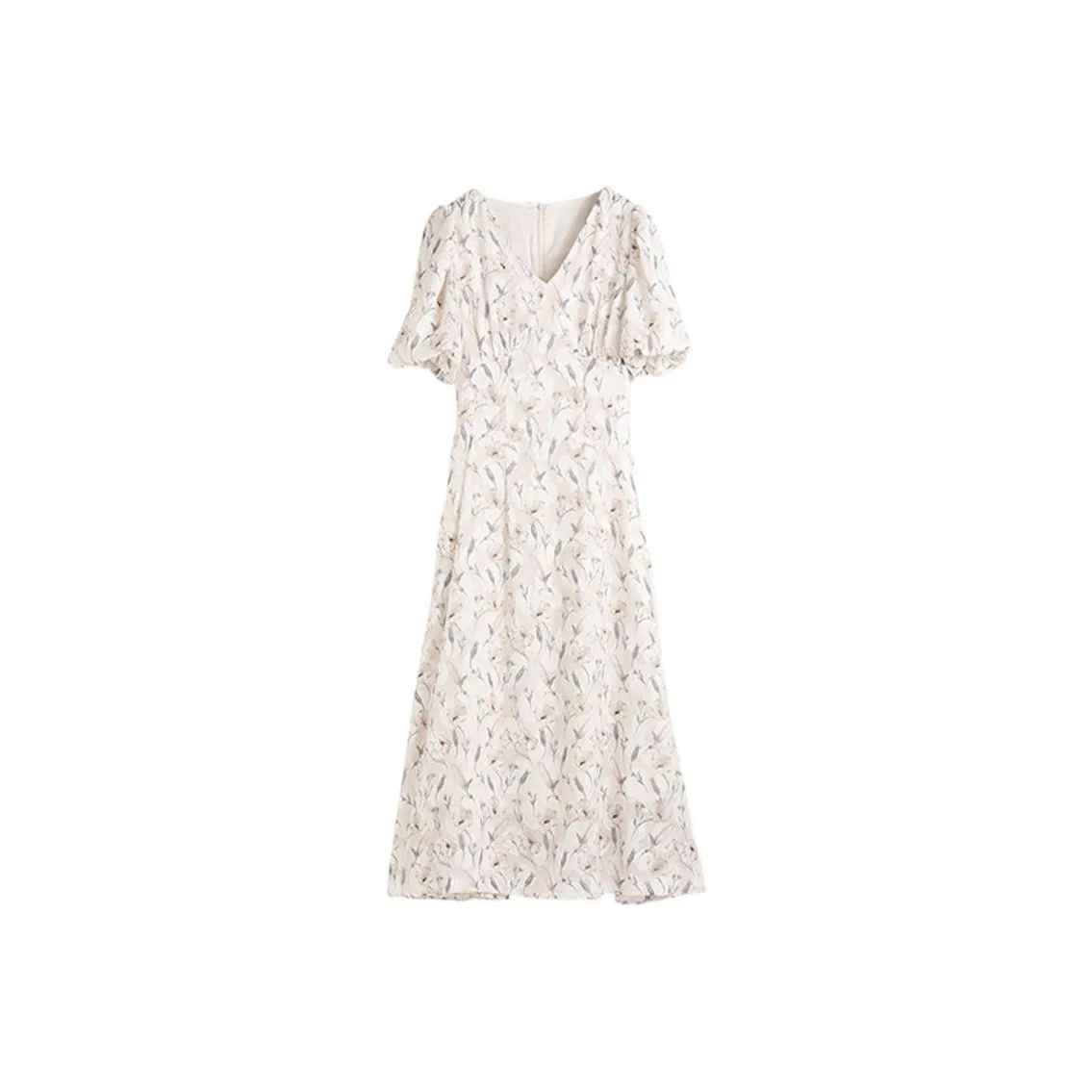 Hang Yi Court Короткий рукав Платье Женское Экрю