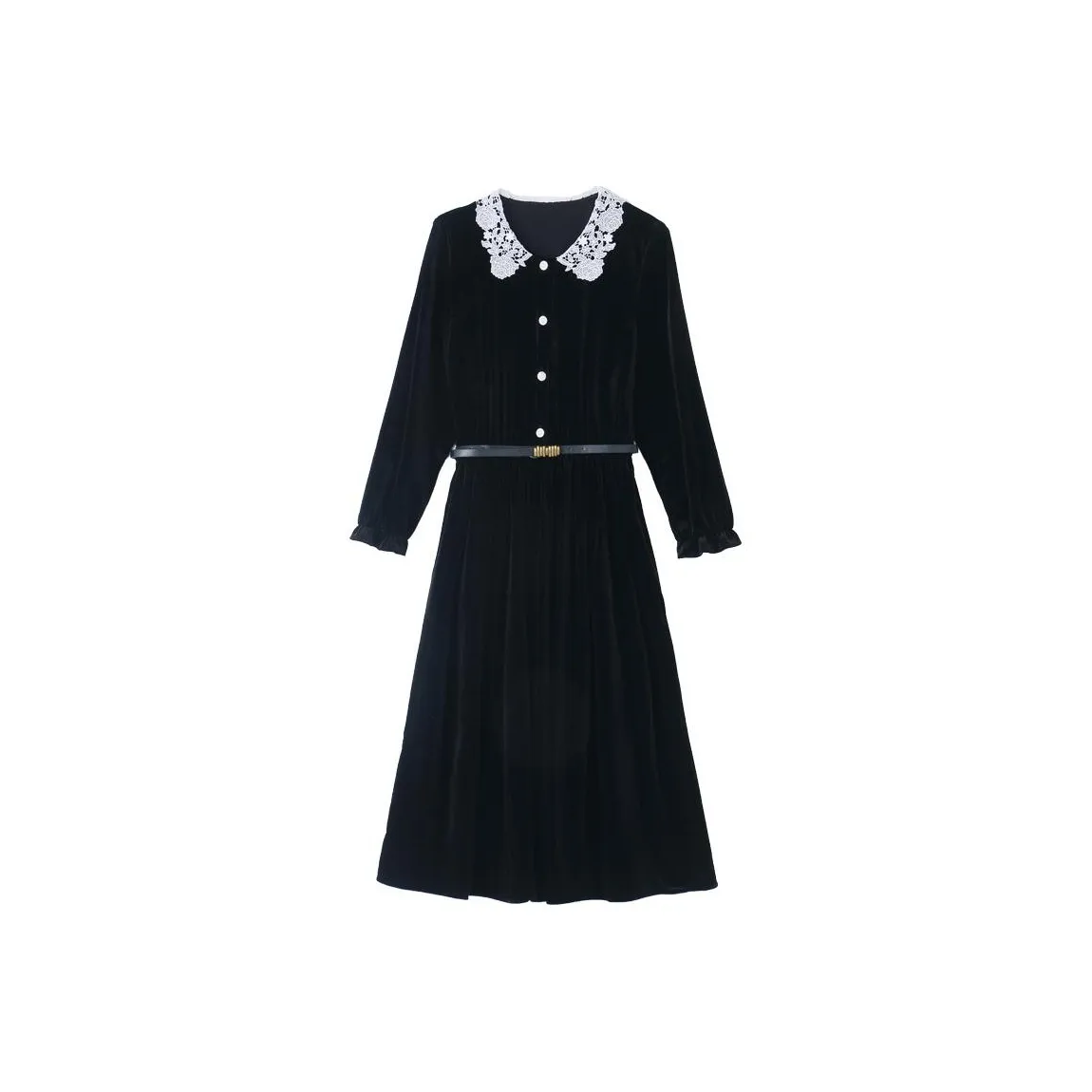 Fele.d Длинное платье с длинными рукавами женское черное