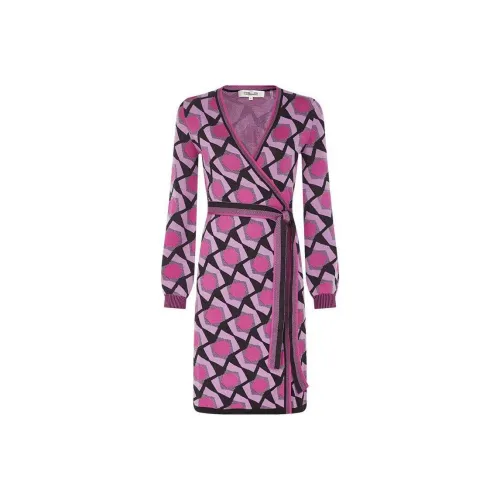 Diane von Furstenberg Розово-фиолетовый Женские Длинные Платья с Рукавами