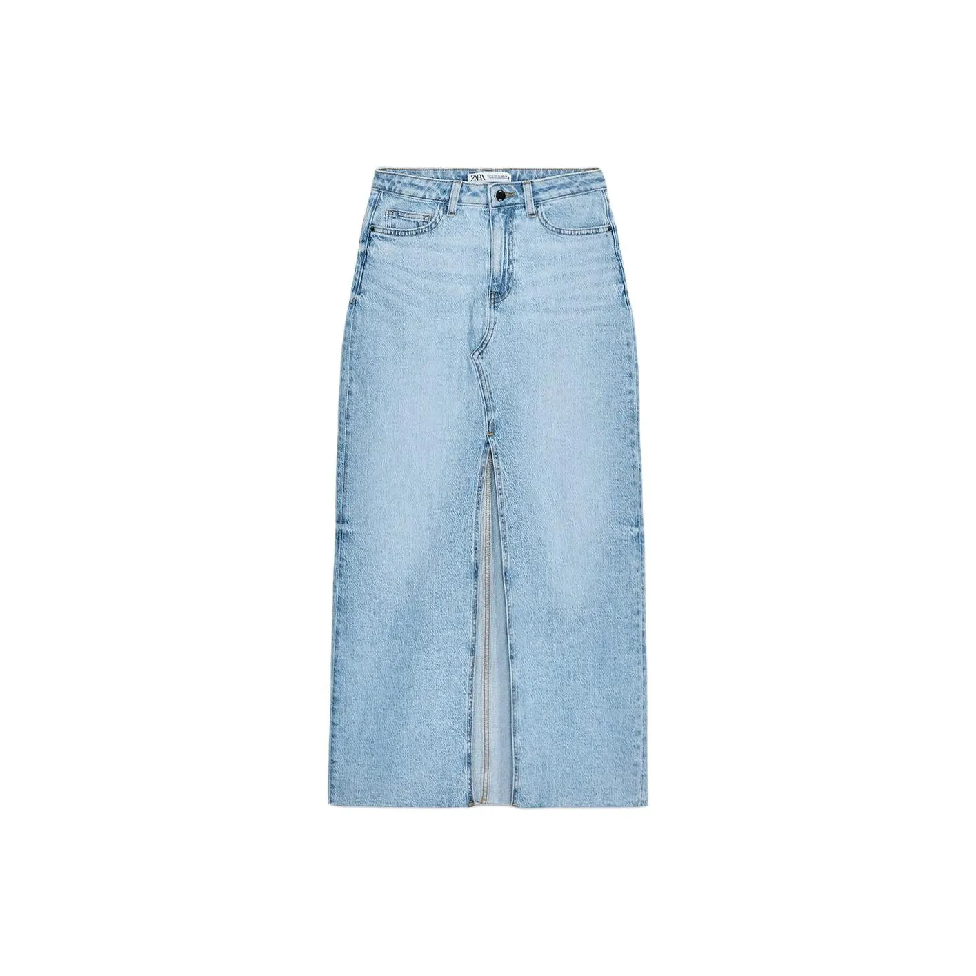 ZARA Denim Long Skirt Women's Light Blue