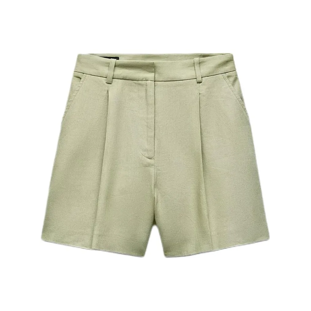 ZARA Повседневные шорты женские зеленые