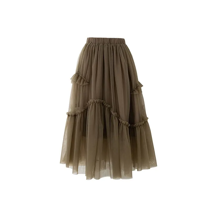SOON FLOWER Casual Long Skirt Women's Coffee