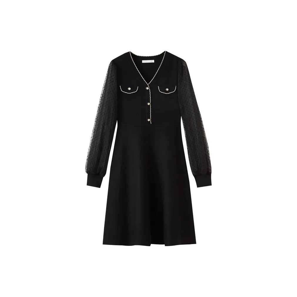 SHUIYUNJIAN Длинное платье с длинным рукавом женское черное